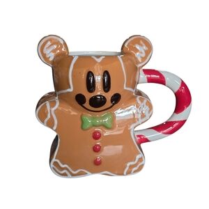 Gingerbread Mickey Mouse Mug with Candy Cane Handle